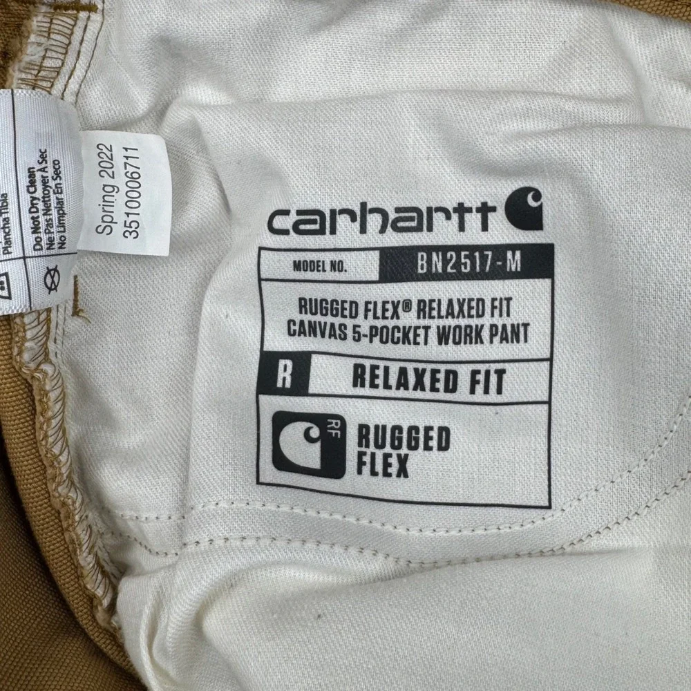 Carhartt Relaxed Fit Work Pants 46x30 Tan Canvas Rugged Flex BN2517-M Brown